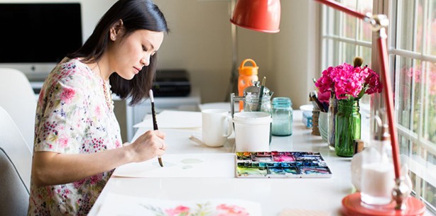 Artist Working At Her Studio!